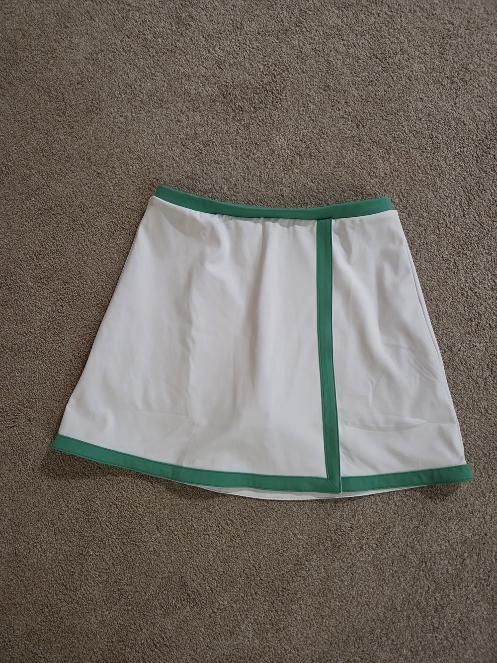 J. Crew White A-Line Tennis Skirt with Green Trim